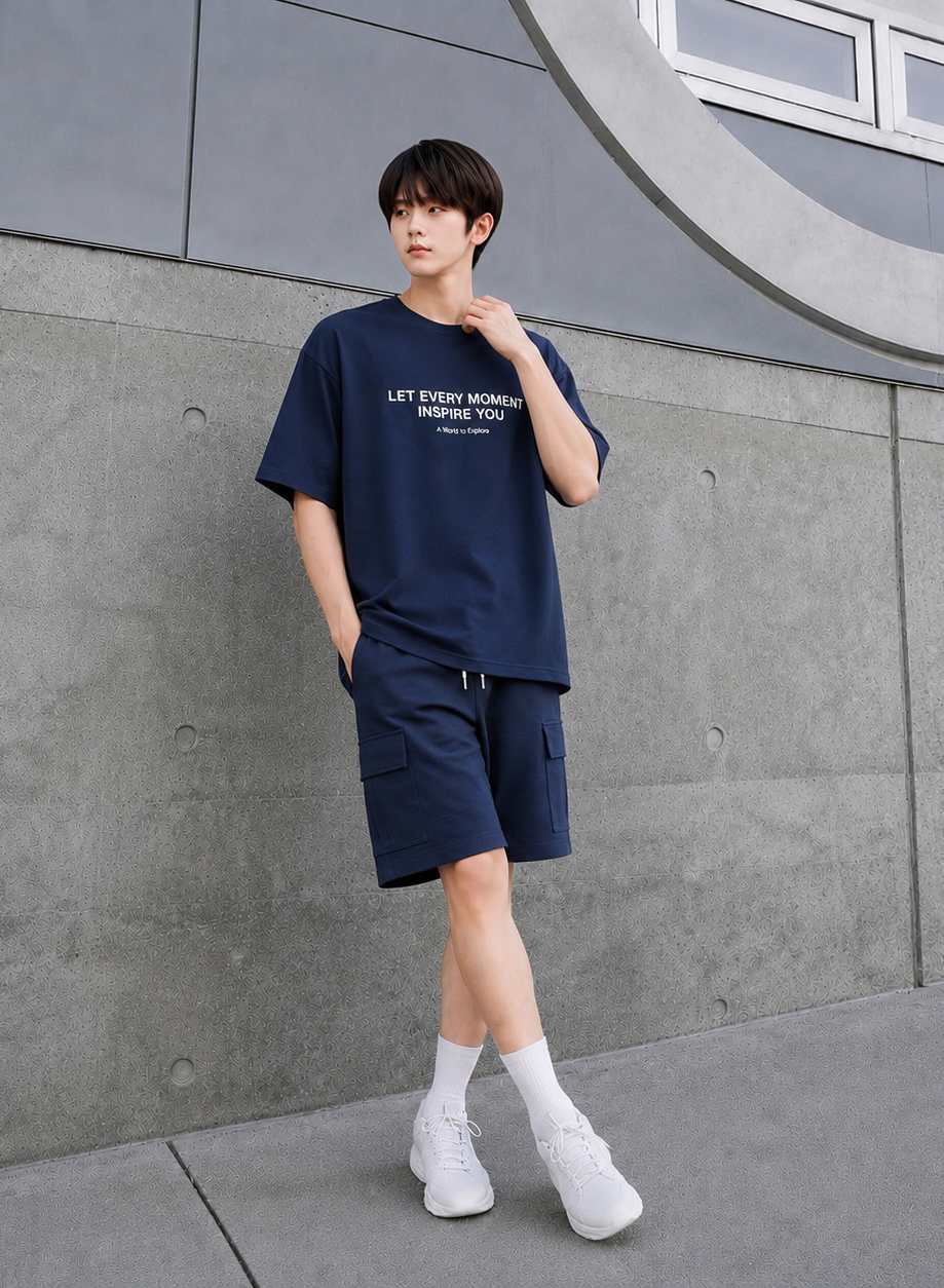 Quần short kaki trai màu xanh đen túi hộp_thumbnail_2