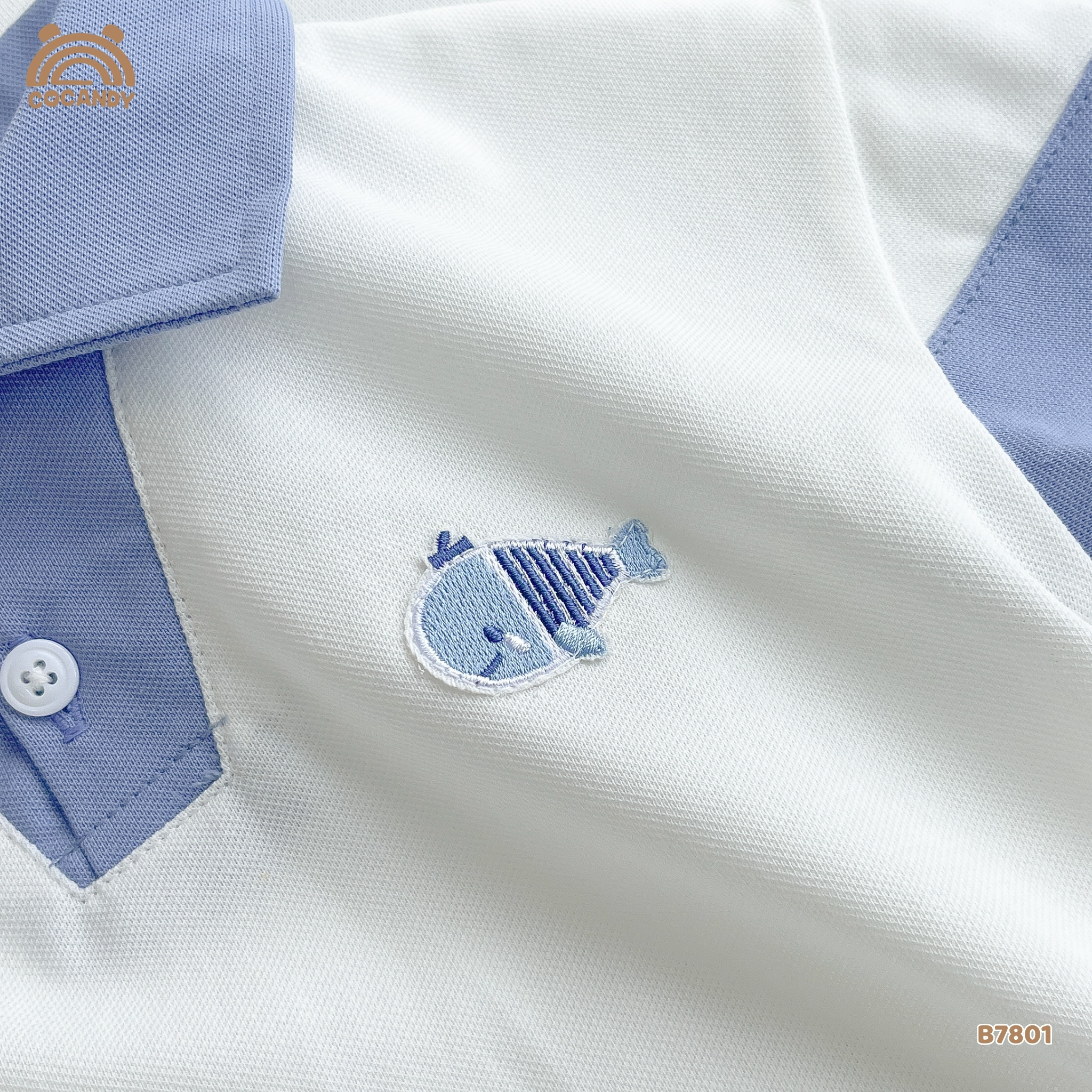 Bộ cộc polo XANH TRẮNG hình thêu cá heo_thumbnail_3