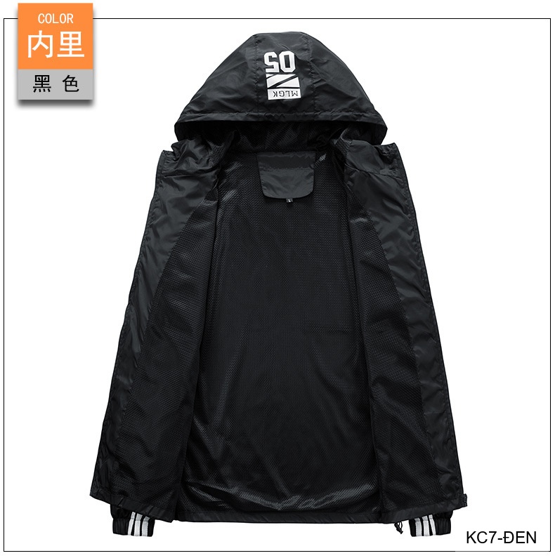 KC7 - Áo khoác nam thể thao oversize tay dài có mũ, chất liệu polyester thoáng mát, 3 màu xanh dương, đen, xanh đậm_thumbnail_18