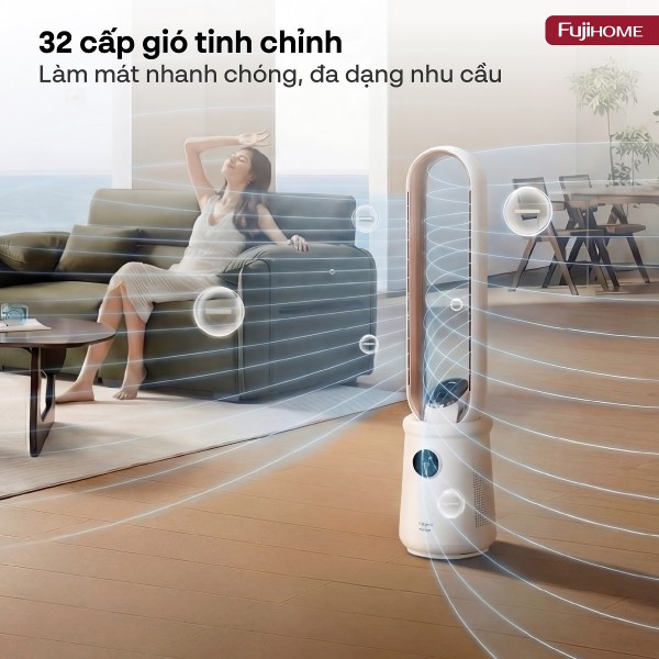 Quạt không cánh thông minh, ra lệnh giọng nói, tích hợp lọc không khí cao cấp Fujihome Luxury BF15-HEPA-VOICE (Màu trắng)_thumbnail_9