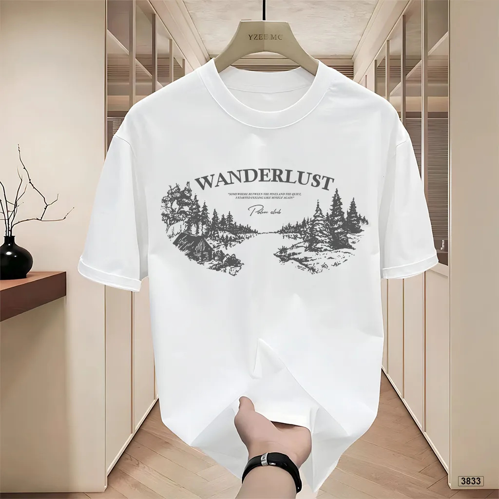Áo thun nam Wanderlust aesthetic phong cách tối giản Hàn Quốc dễ phối Polux 3833