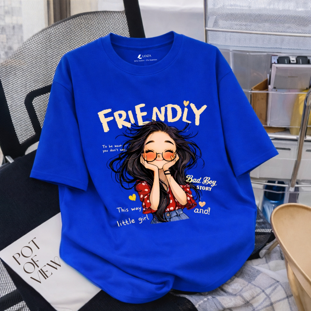 Áo phông nữ dáng rộng NA03 nhiều màu in hình cô gái chất liệu thun cotton co giãn 4 chiều Loza RT8540_thumbnail_7