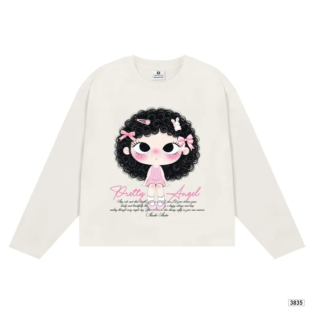 Áo thun boxy tay dài Pretty Angel bé gái tóc xoăn Miucho 3835_thumbnail_9