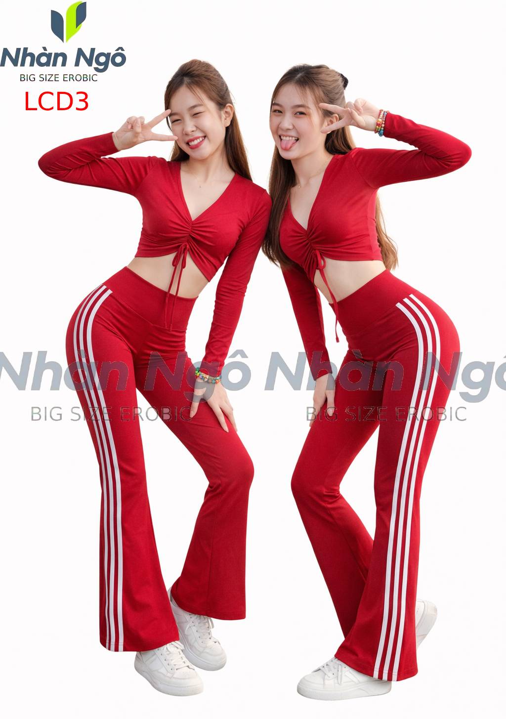 Set Tập Yoga -Gym Nữ Croptop Rút Dây tay dài Và Quần Ống Loe Cạp Cao LCD_thumbnail_1