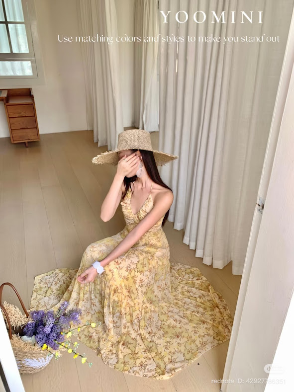 Lucas - Váy 2 dây cổ tim vải hoa voan xếp nhún gấu xòe tầng_thumbnail_3