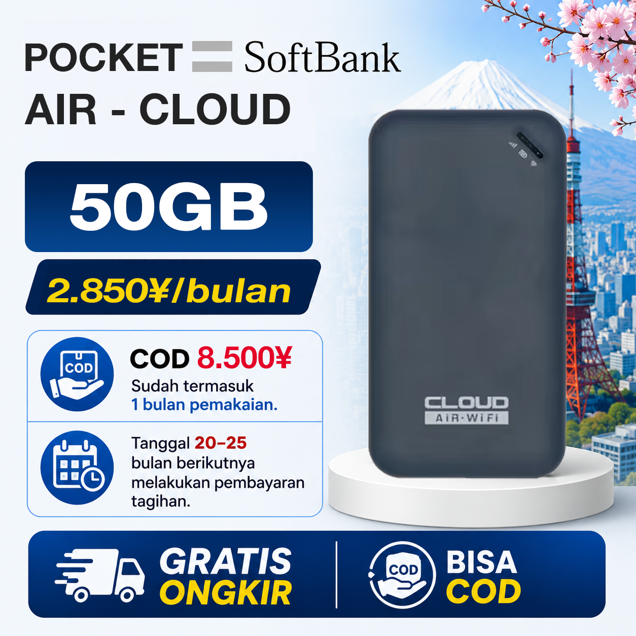 POCKET 50GB – ¥2.850/BULAN