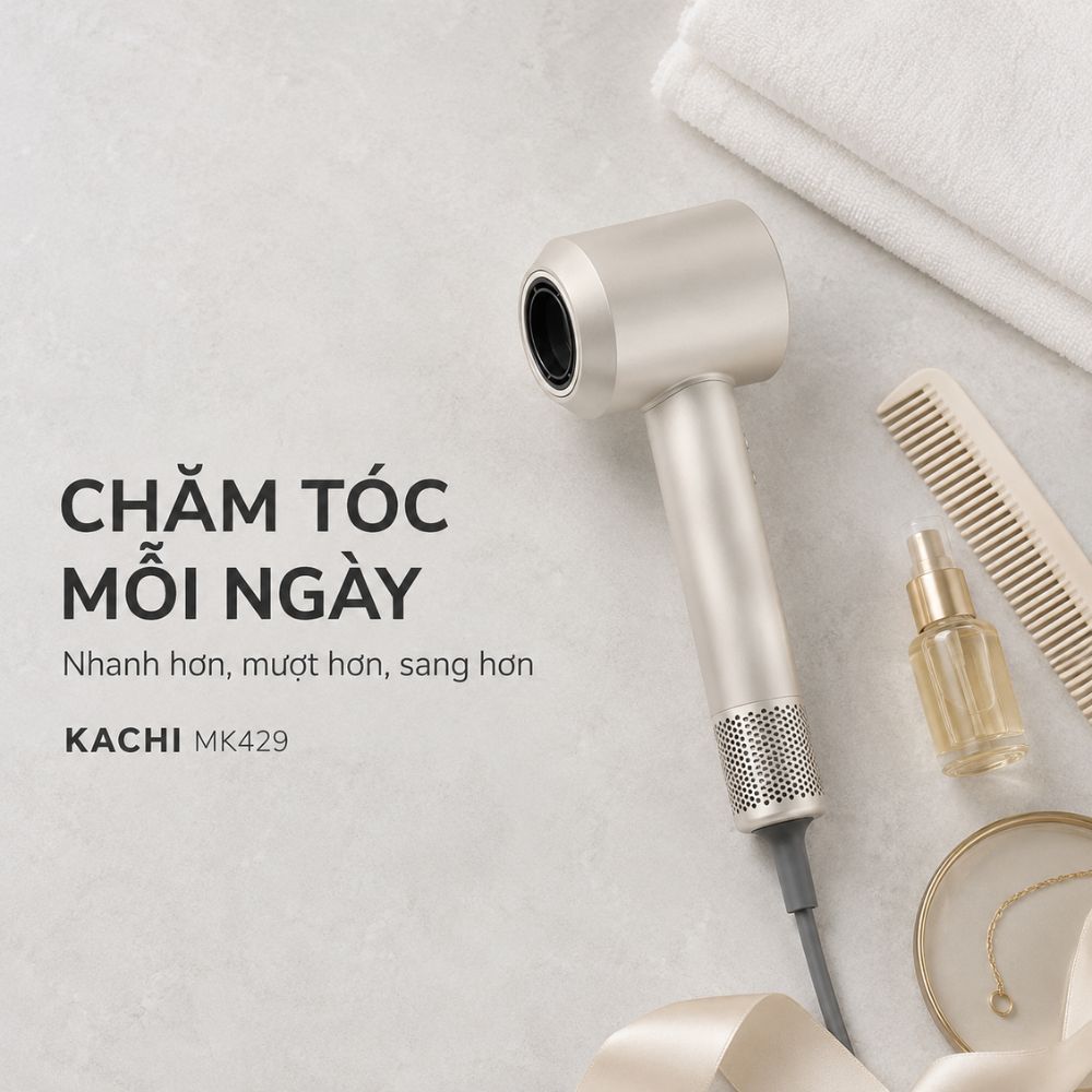 Máy Sấy Tóc Tốc Độ Cao Kachi MK429 ION (110.000 vòng/phút) - Sấy Nhanh, Chăm Sóc Tóc Ion Âm, Kiểm Soát Nhiệt NTC