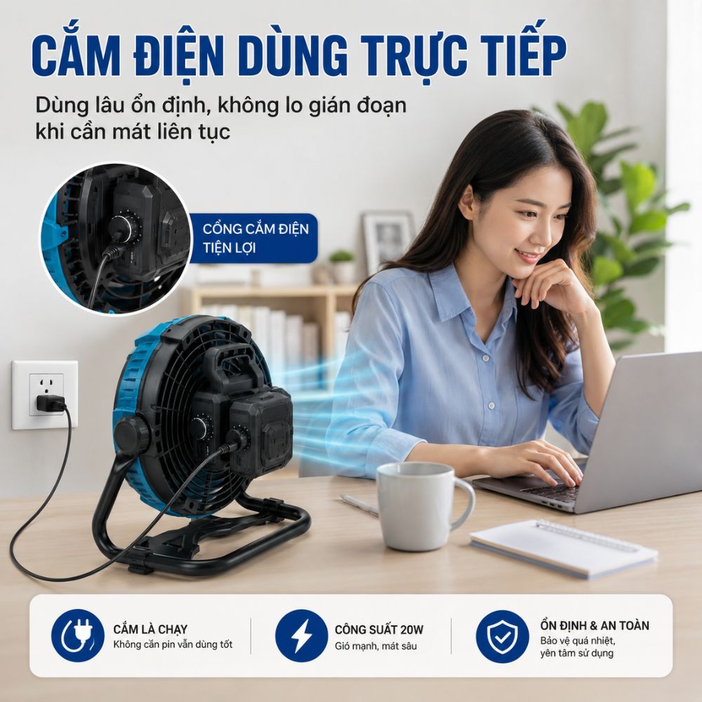 Quạt Để Bàn Tích Điện Kachi MK443 – Gió Turbo Mạnh Mẽ, Xoay 360 Độ, Thiết Kế Di Động Đa Năng_thumbnail_2