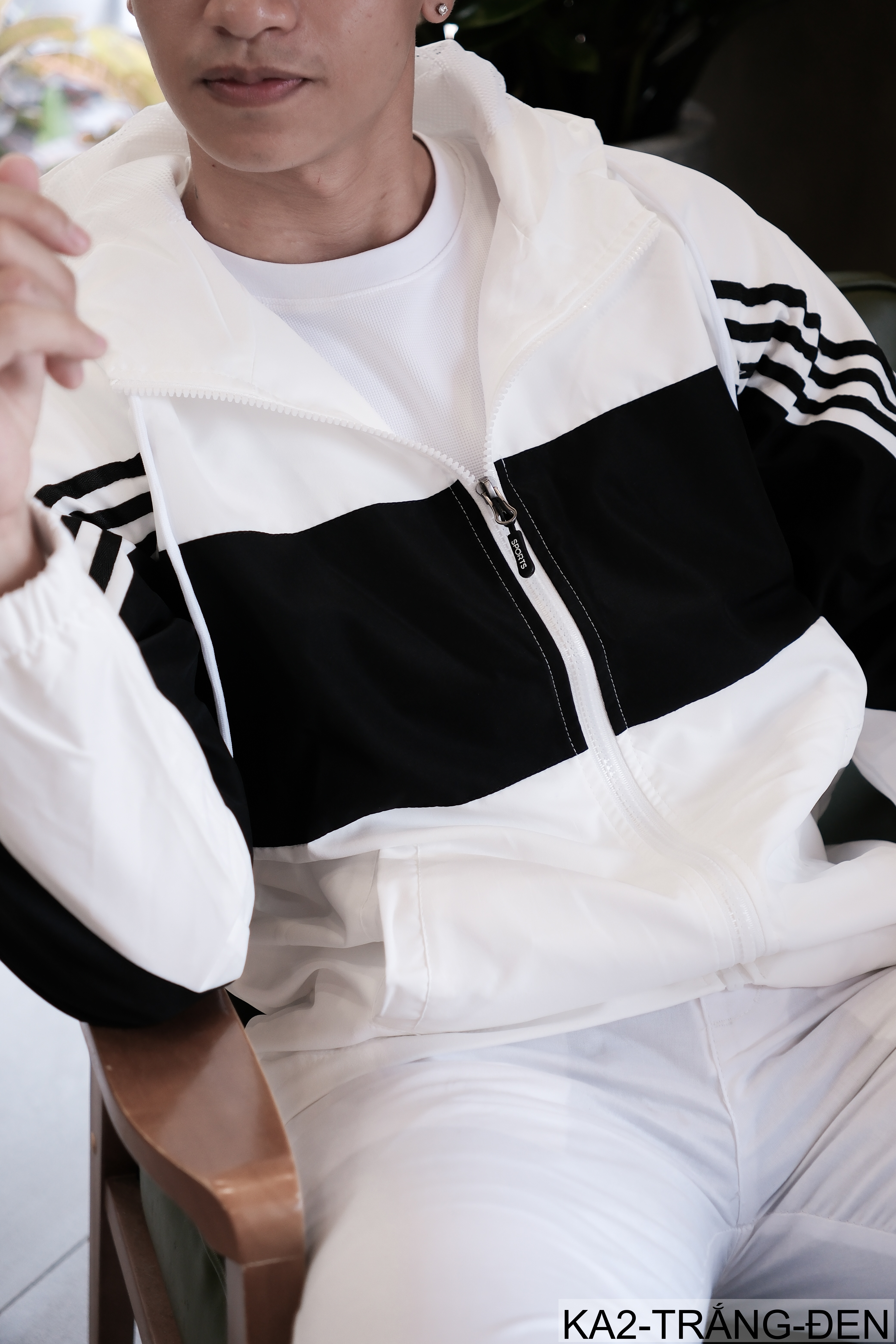 KA2 - Áo khoác nam phối màu thời trang, liền mũ, chống gió, phù hợp xuân thu