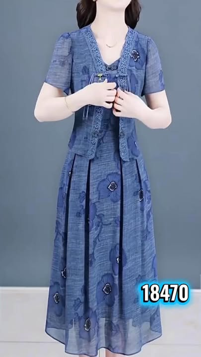 18470- set đầm kèm áo khoác (voan+lót)