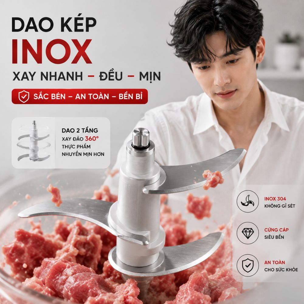 Máy xay thịt cối thủy tinh 2L tặng kèm cối inox Mishio MK444_thumbnail_4