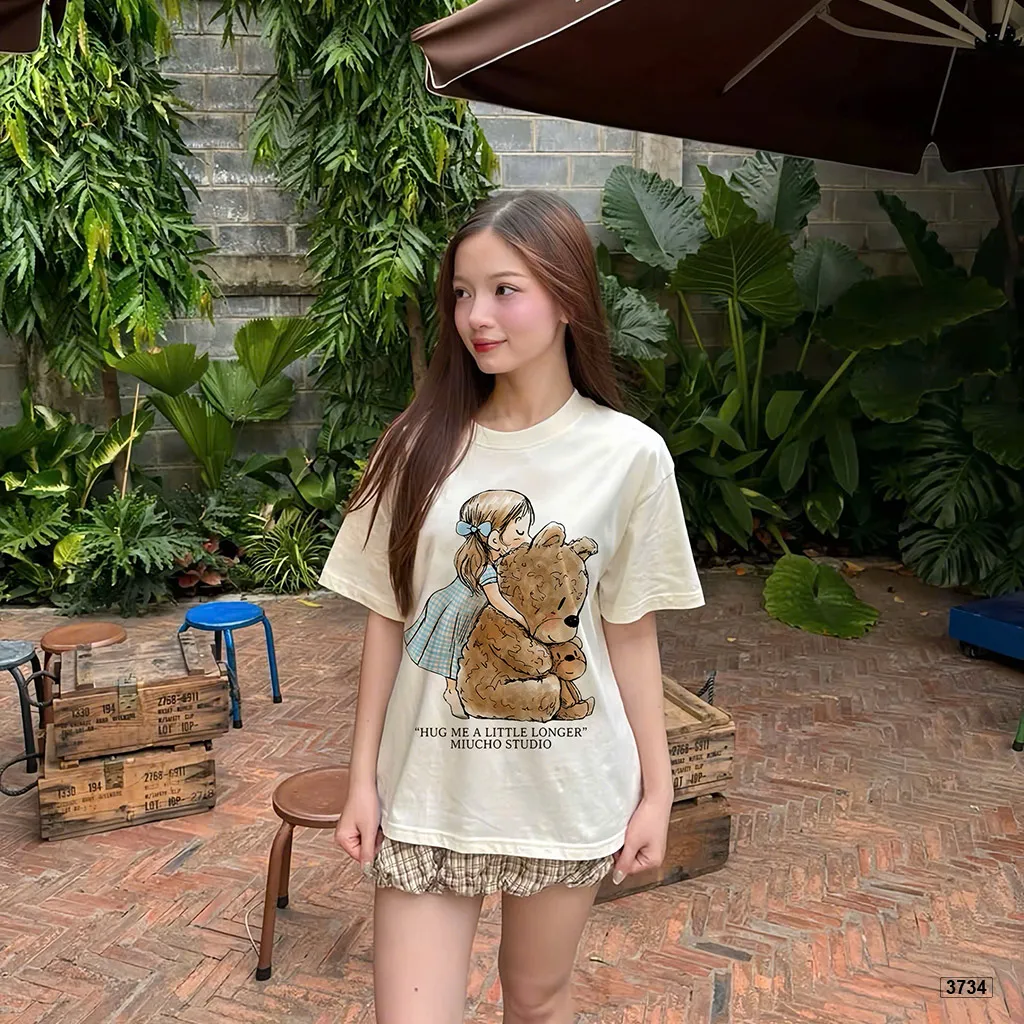Áo thun boxy nữ phong cách dễ thương hoạt hình gấu Miucho 3734_thumbnail_3