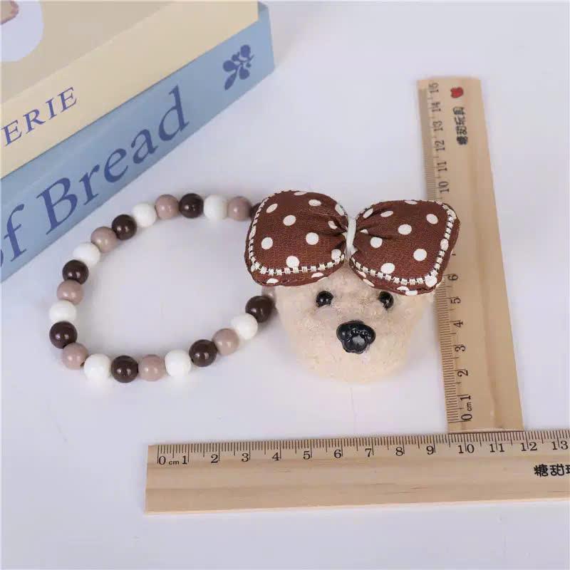Móc Khoá Cún Bông Lông Xù Gắn Nơ Chấm Bi Siêu Xinh Treo Túi Xách PK054_thumbnail_2