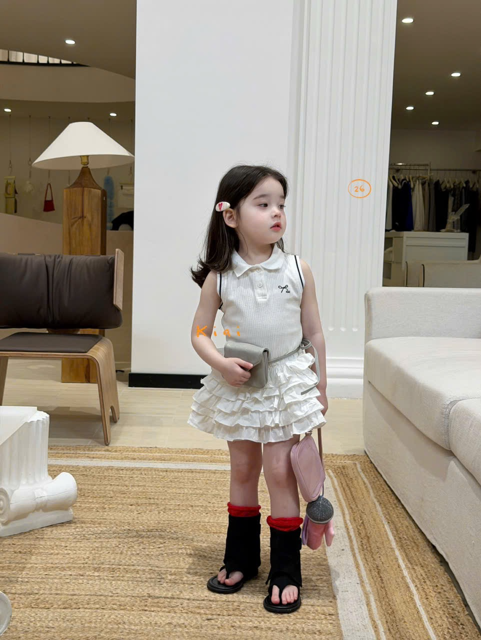 KA09 - Váy polo sát nách phối chân váy thô hãng Kiai