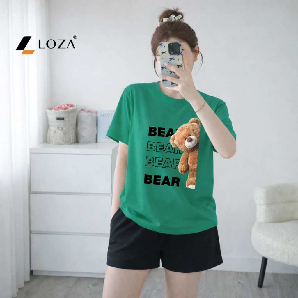 Set đồ nữ LOZA hình gấu Bear - Đồ bộ nữ mùa hè gồm áo thun dáng rộng + quần đùi cotton - BP17_thumbnail_15