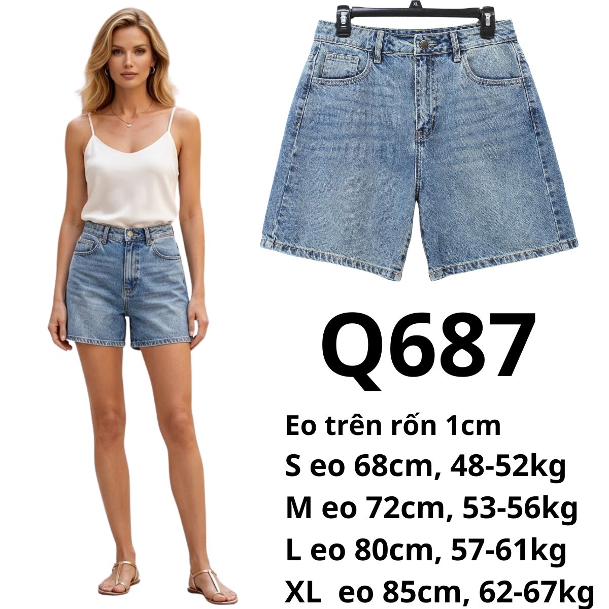 Q687- Quần đùi Jeans