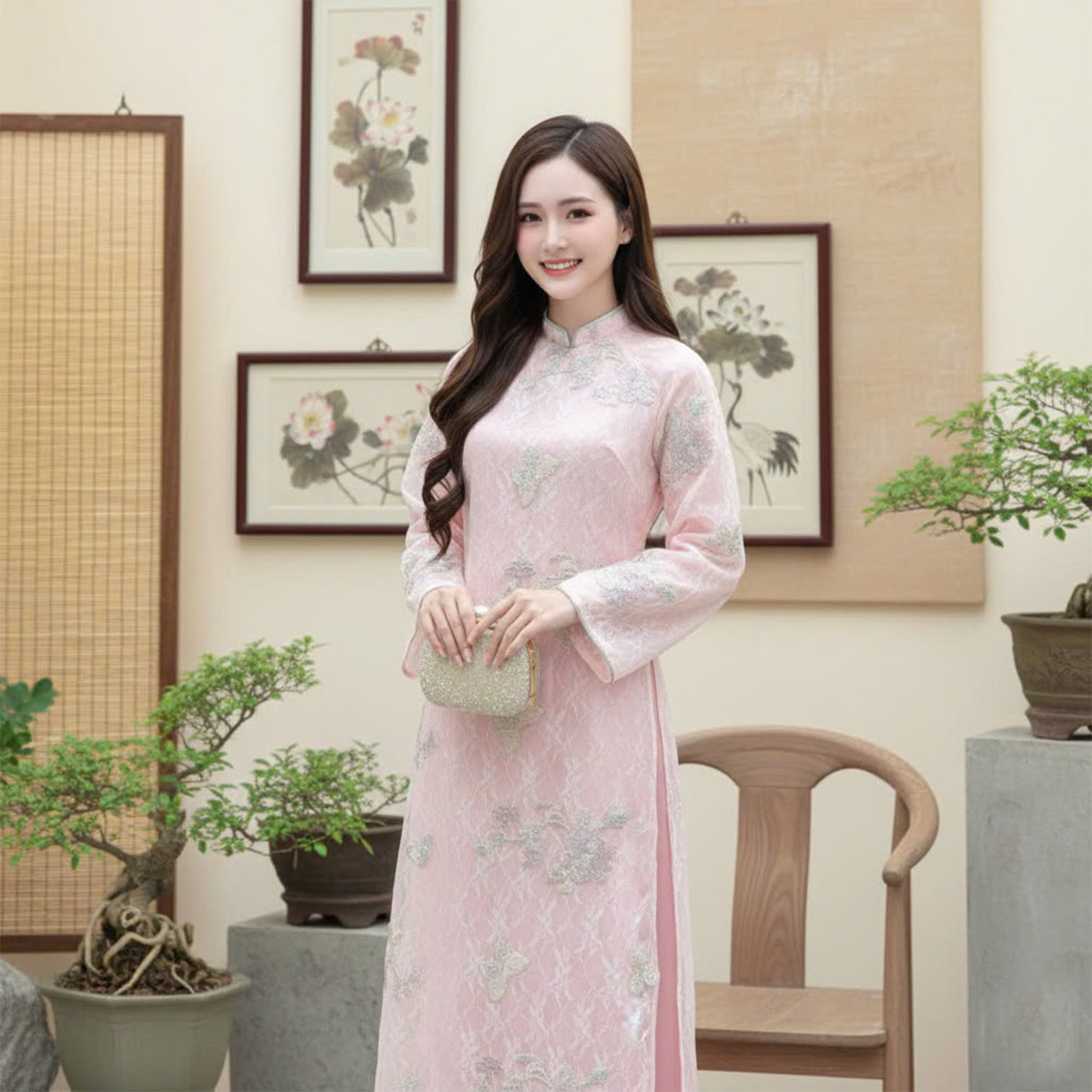 Áo Dài Cách Tân Nữ Đáng Suông Voan Thêu Mặc Tết N26-CT_thumbnail_2