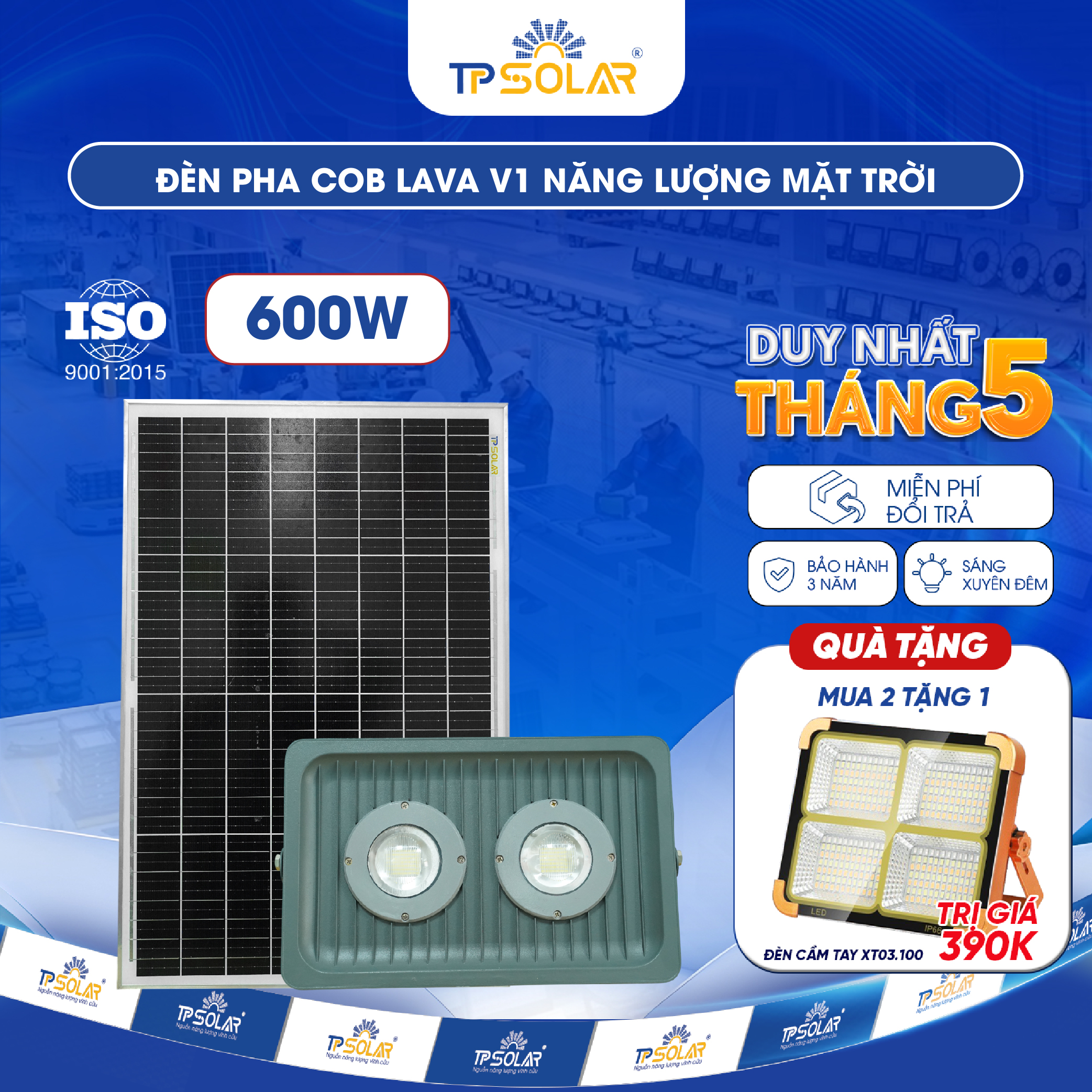 Đèn pha COB LAVA V1 năng lượng mặt trời TP SOLAR PRO CO21