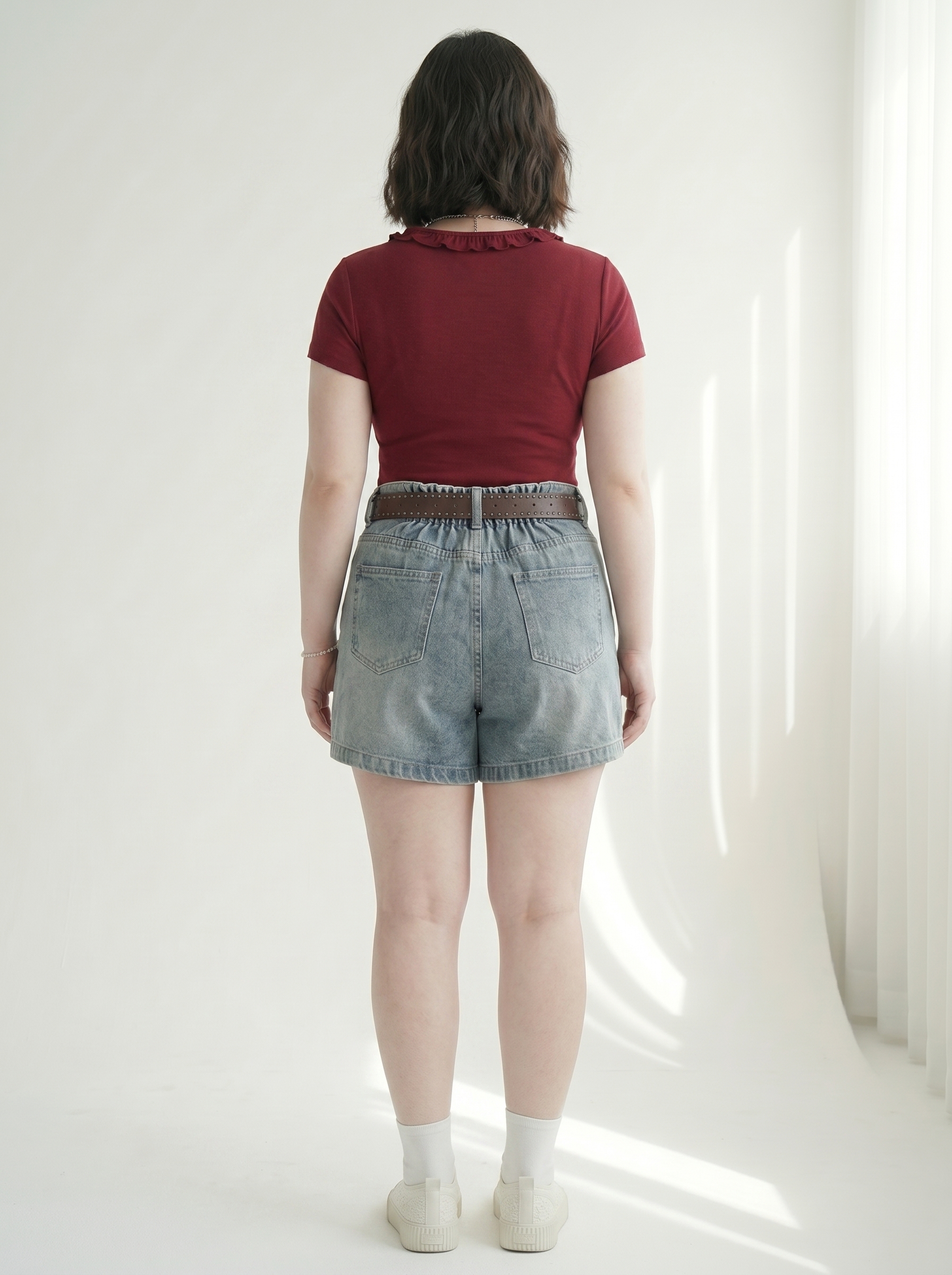 Quần Short Jean Lửng Lưng Thun Ép Đá Chữ Thập Bigsize - Xanh Jean - T-QSJ70_thumbnail_5