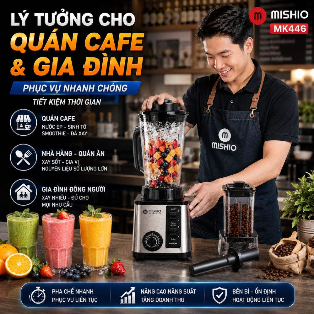 Máy Xay Sinh Tố Công Nghiệp Đa Năng Mishio MK446 (3.0L) - Công Suất 800W