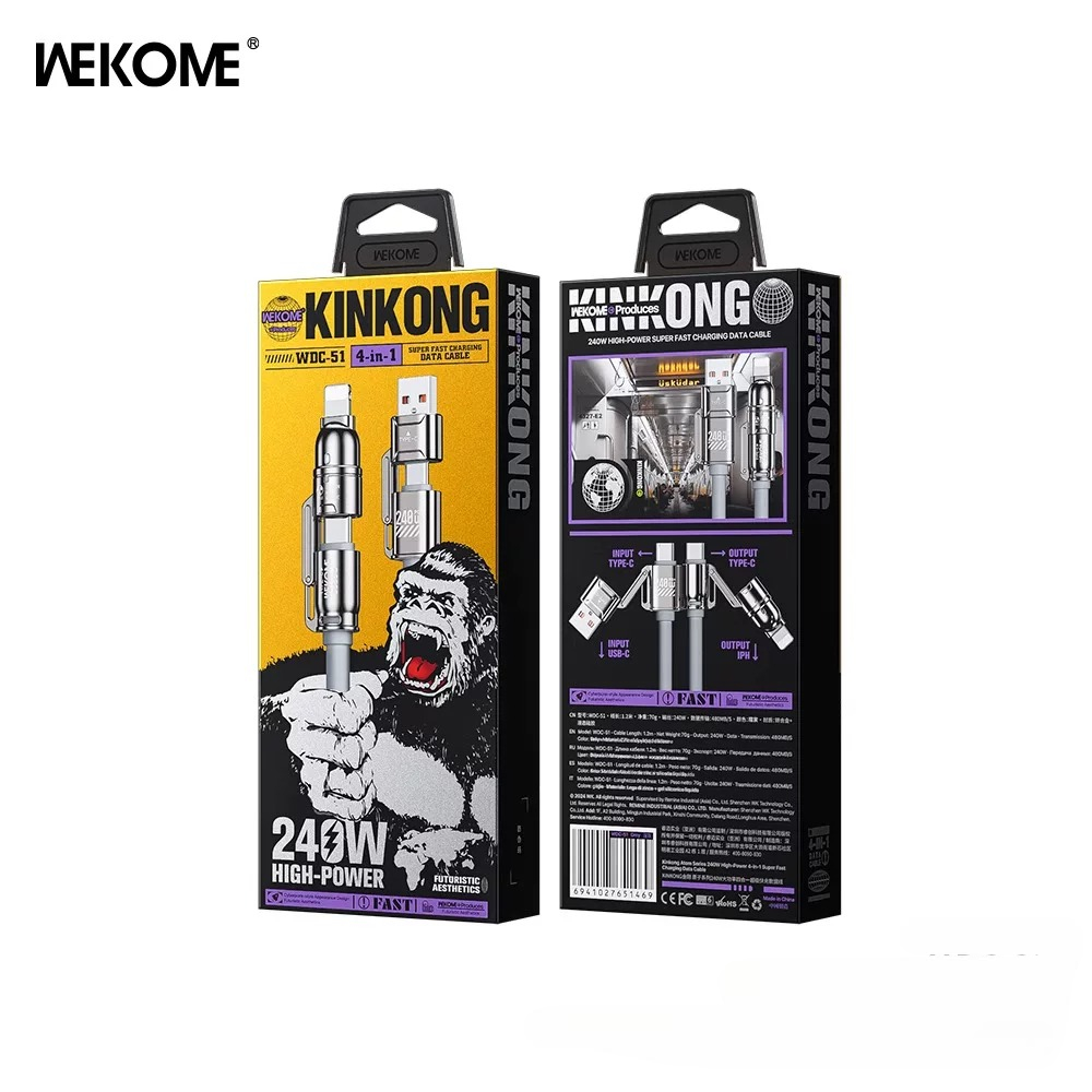 T-ECO SHOP | Cáp Sạc WEKOME WDC-51 240W 4 Trong 1 Hỗ Trợ Sạc Và Truyền Dữ Liệu_thumbnail_0