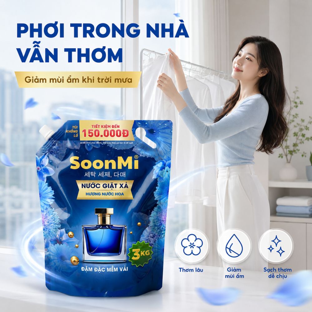 1 Thùng 3 túi Nước Giặt Xả 2 Trong 1 Soonmi 3kg_thumbnail_8
