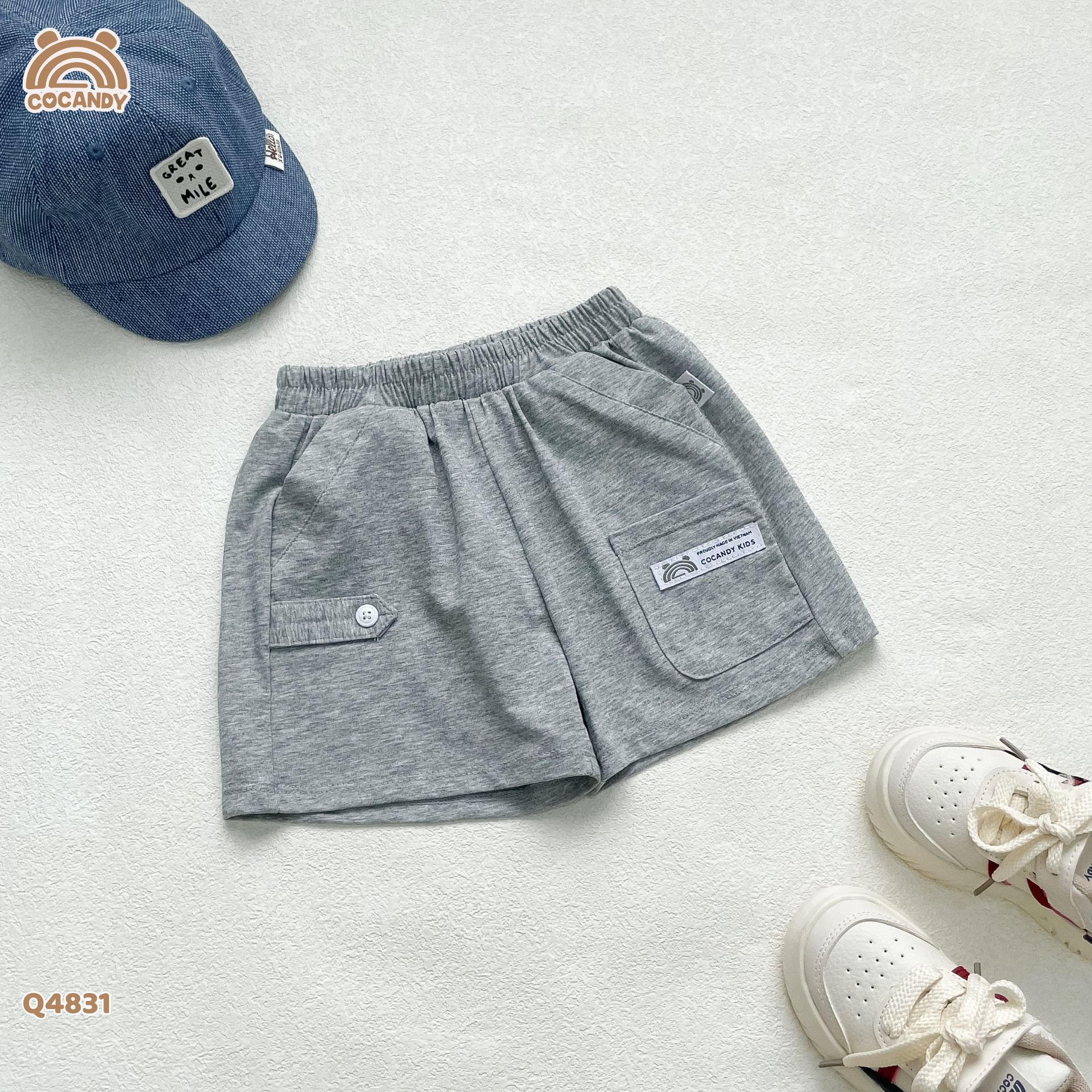 Quần cộc cotton XÁM túi ốp_thumbnail_1