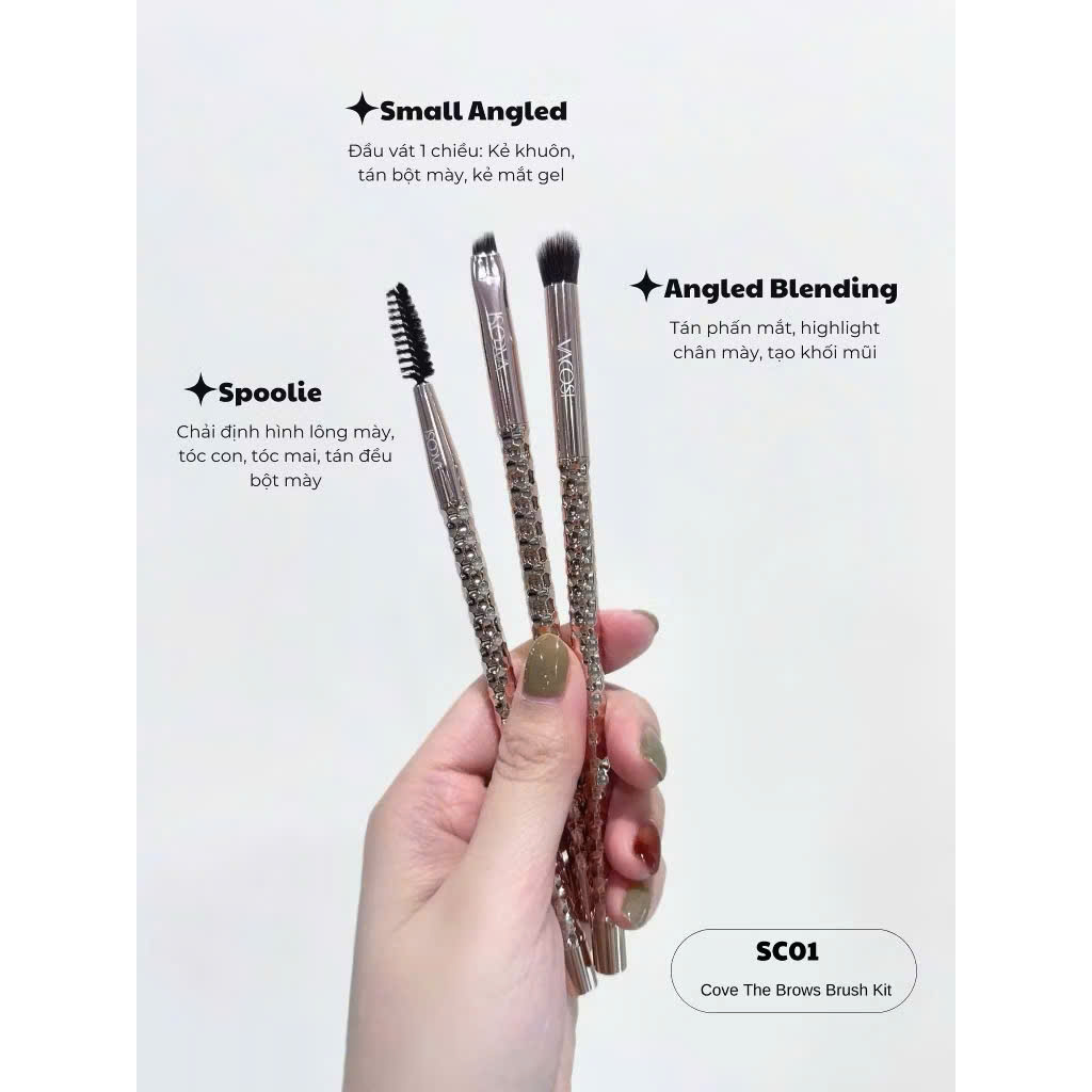 Bộ Kit 3 Cọ Chân Mày Vacosi