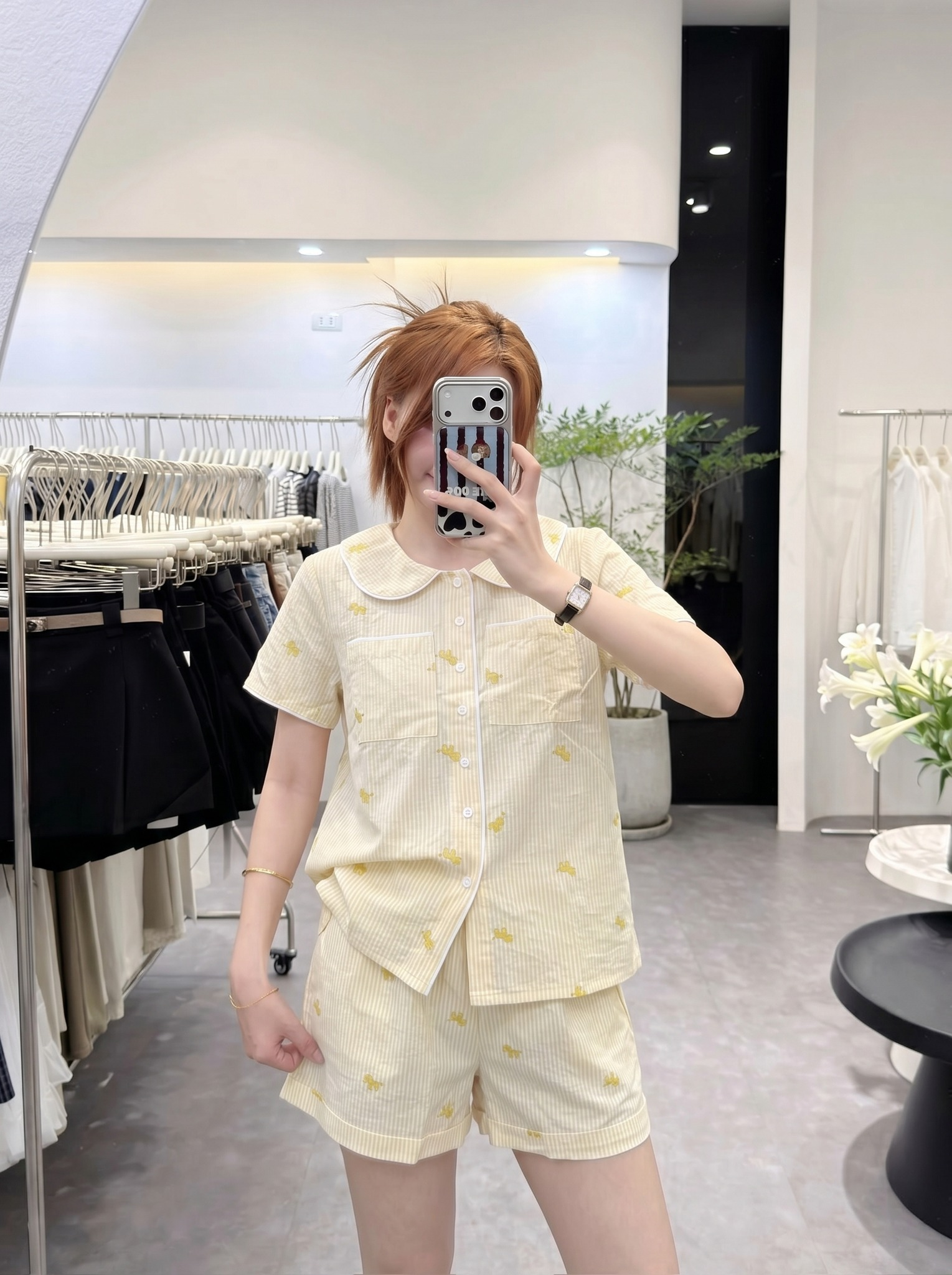 Đồ Bộ Nữ Ngắn QĐ+Áo cổ sen kẻ ngựa 2 túi VM (C) (0687)_thumbnail_0