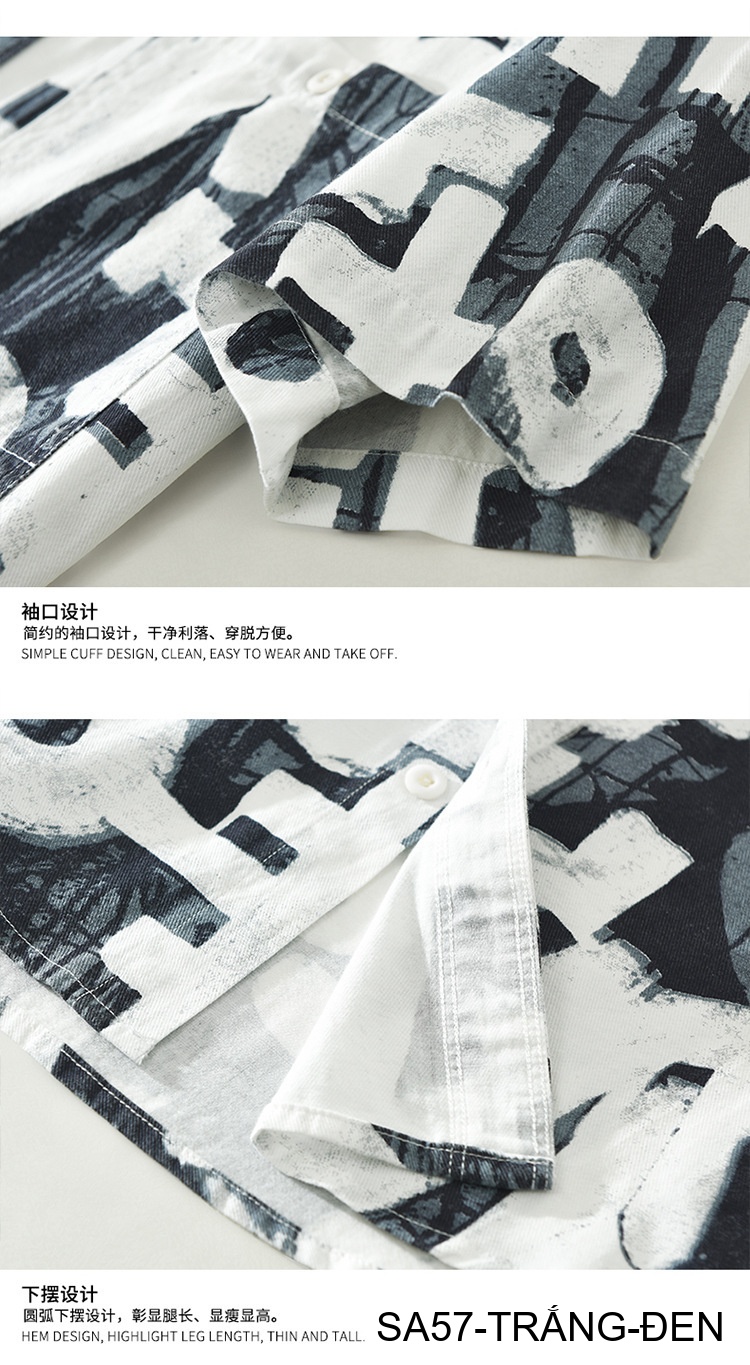 SA57 - Áo sơ mi nam tay ngắn phong cách Nhật Bản họa tiết nghệ thuật, chất cotton thoáng mát, form regular_thumbnail_18