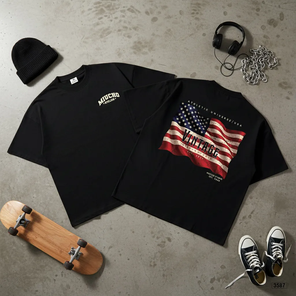 Áo thun boxy unisex phong cách vintage dày dặn đứng form Miucho 3587_thumbnail_7