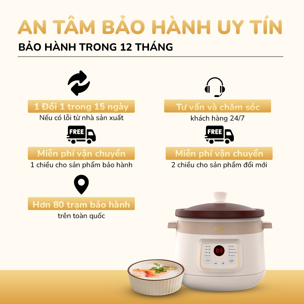 Nồi kho hầm đa năng UNIE USC308 dung tích 3L, lòng nồi gốm tử sa, 8 chức năng kho hầm_thumbnail_3