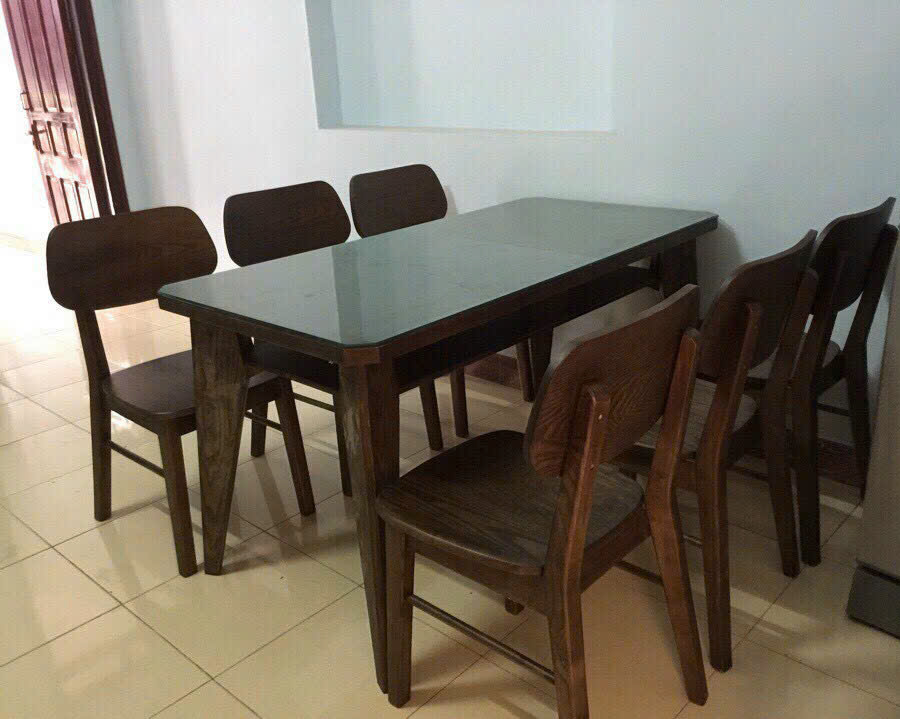Bộ bàn ăn gỗ sồi nga mẫu BA12