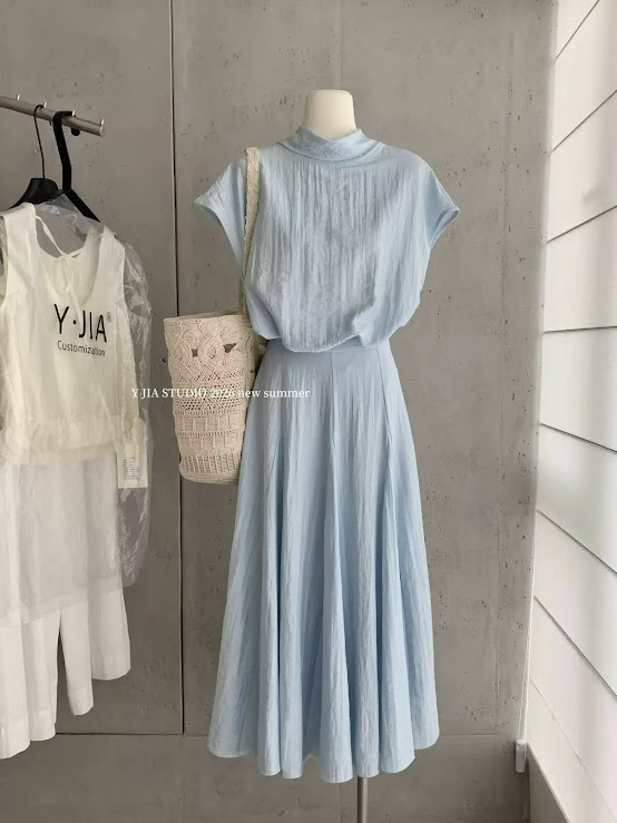 Lucas - Set áo cổ dựng tay rơi dáng suông + chân váy xòe dáng dài 8956