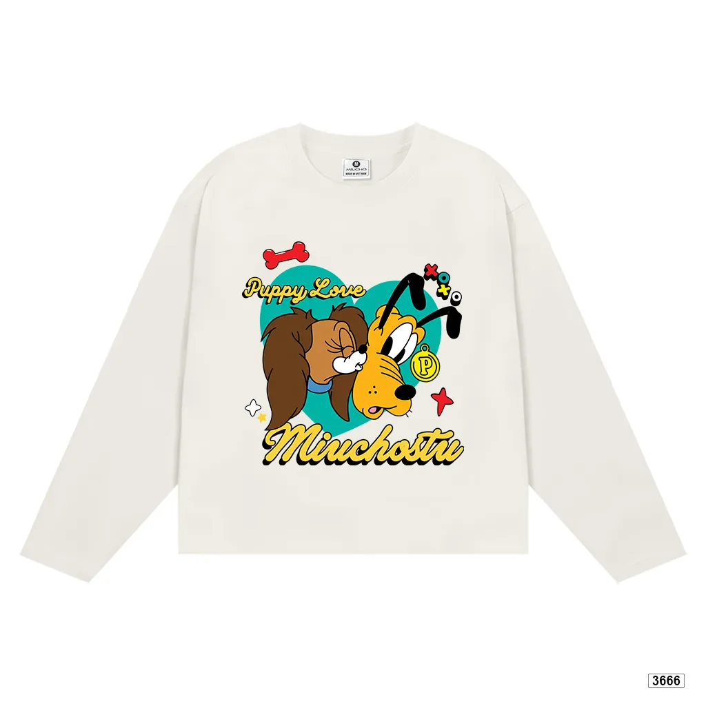 Áo thun boxy nữ tay dài form rộng hoạt hình cún Miucho 3666_thumbnail_9