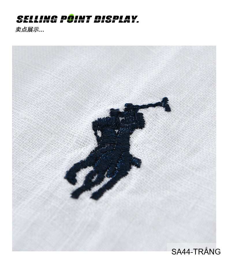 SA44 - Áo sơ mi nam tay ngắn vải lanh thoáng mát phong cách Nhật, cổ lật thêu logo nhỏ_thumbnail_10