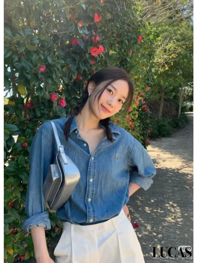 Áo sơ mi denim dài tay thêu 1 bên ngực Gigi 3029_thumbnail_2