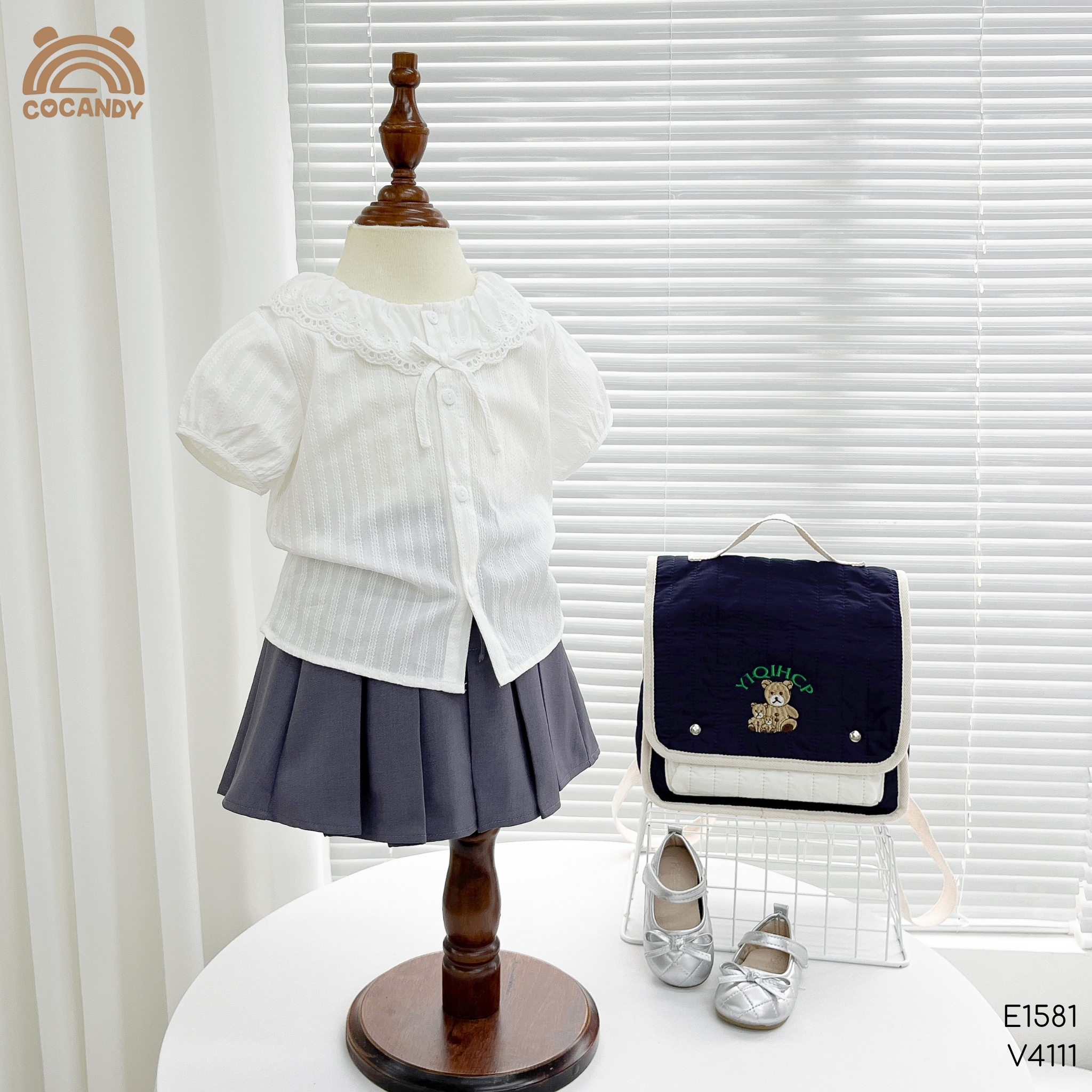 Áo cộc thô TRẮNG cổ ren tay phồng_thumbnail_1