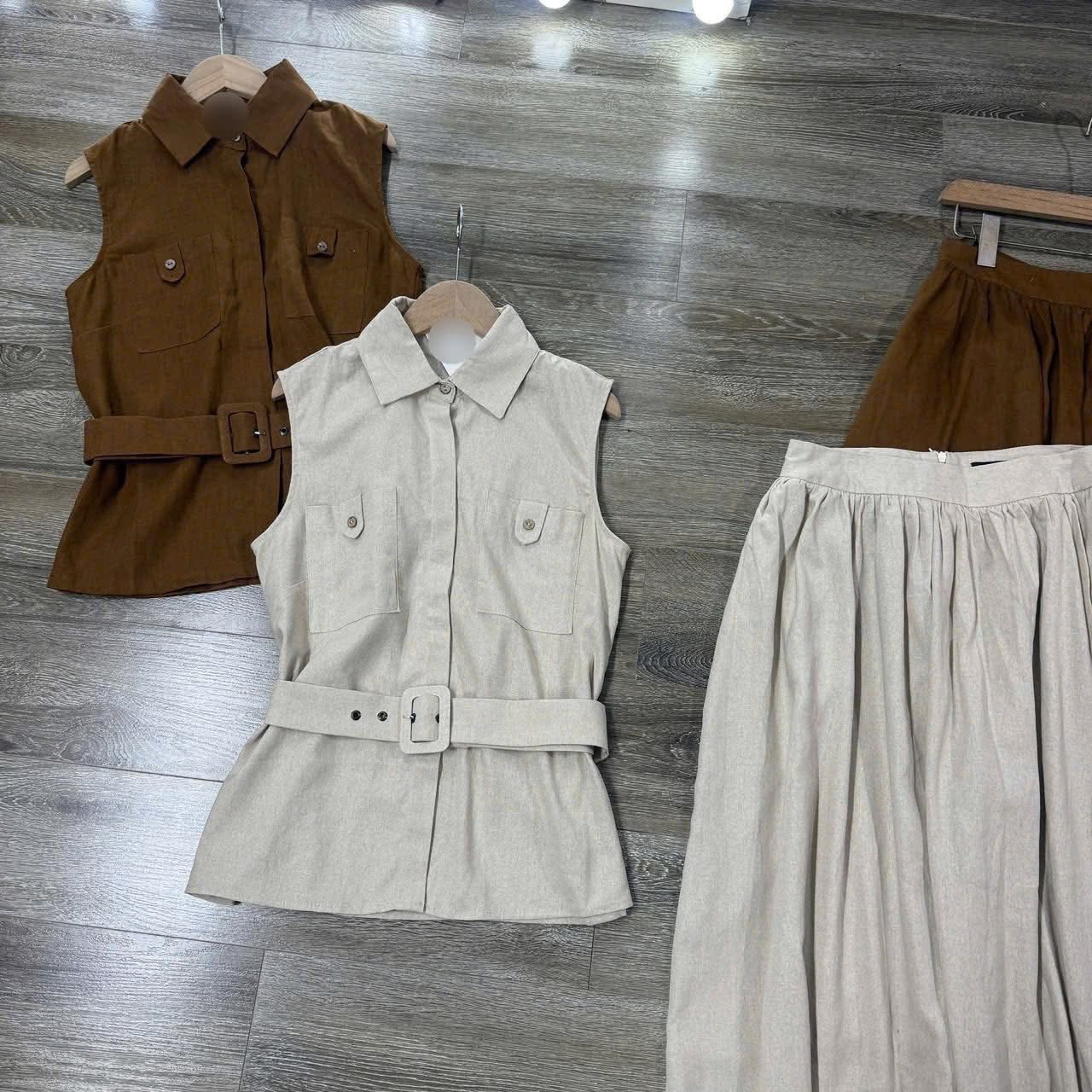 E347 SET LINEN NÂU ÁO POLO BA LỖ + CHÂN VÁY MIDI ZR_thumbnail_2
