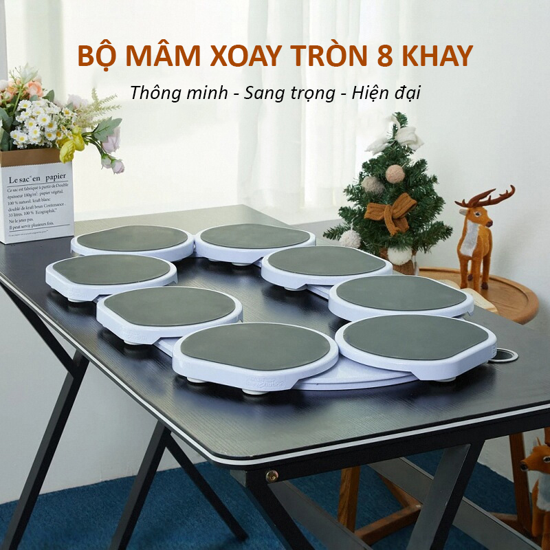 Bộ mâm xoay tròn 8 khay thông minh