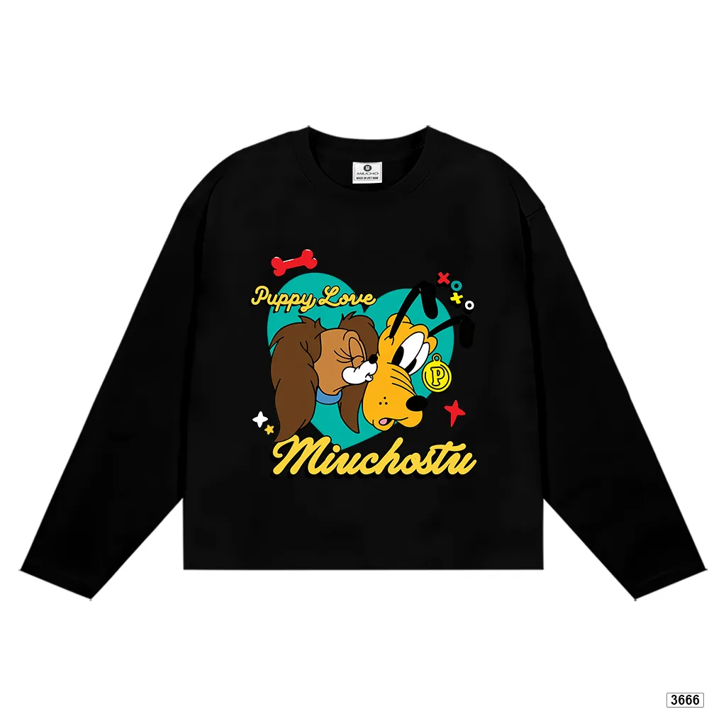 Áo thun boxy nữ tay dài form rộng hoạt hình cún Miucho 3666_thumbnail_8