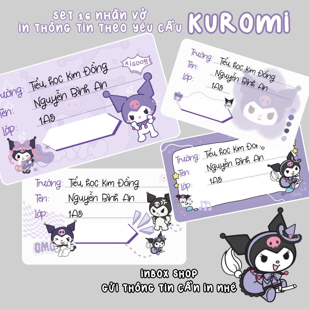 (In tên theo yêu cầu) SET 24 NHÃN VỞ Gấu dâu Lotso, Capybara, Kuromi, Totoro, Doraemon, nhiều mẫu siêu cute khác_thumbnail_15