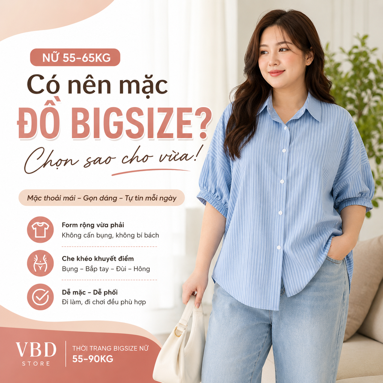 Nữ 55–65kg Có Nên Mặc Đồ Bigsize? Chọn Sao Cho Vừa