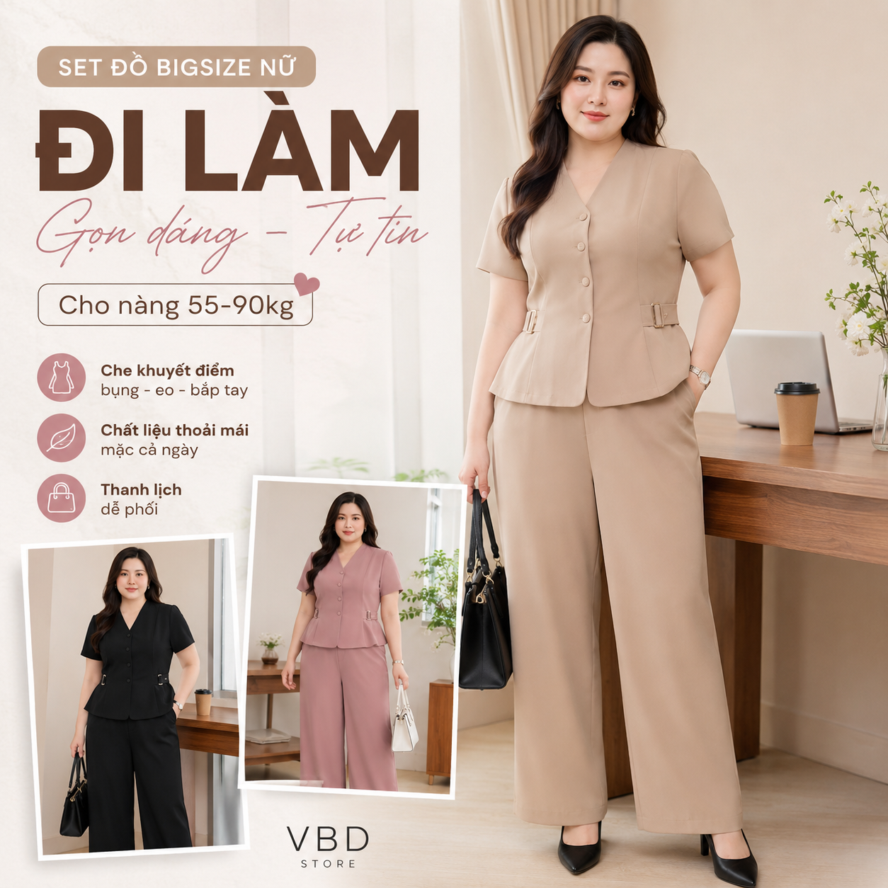 Set Đồ Bigsize Nữ Đi Làm Gọn Dáng Cho Nàng 55–90kg