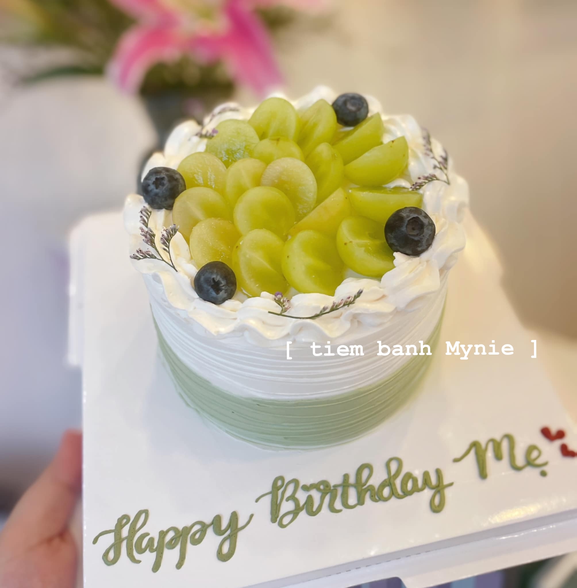 Bánh kem trang trí nho xanh TT0009