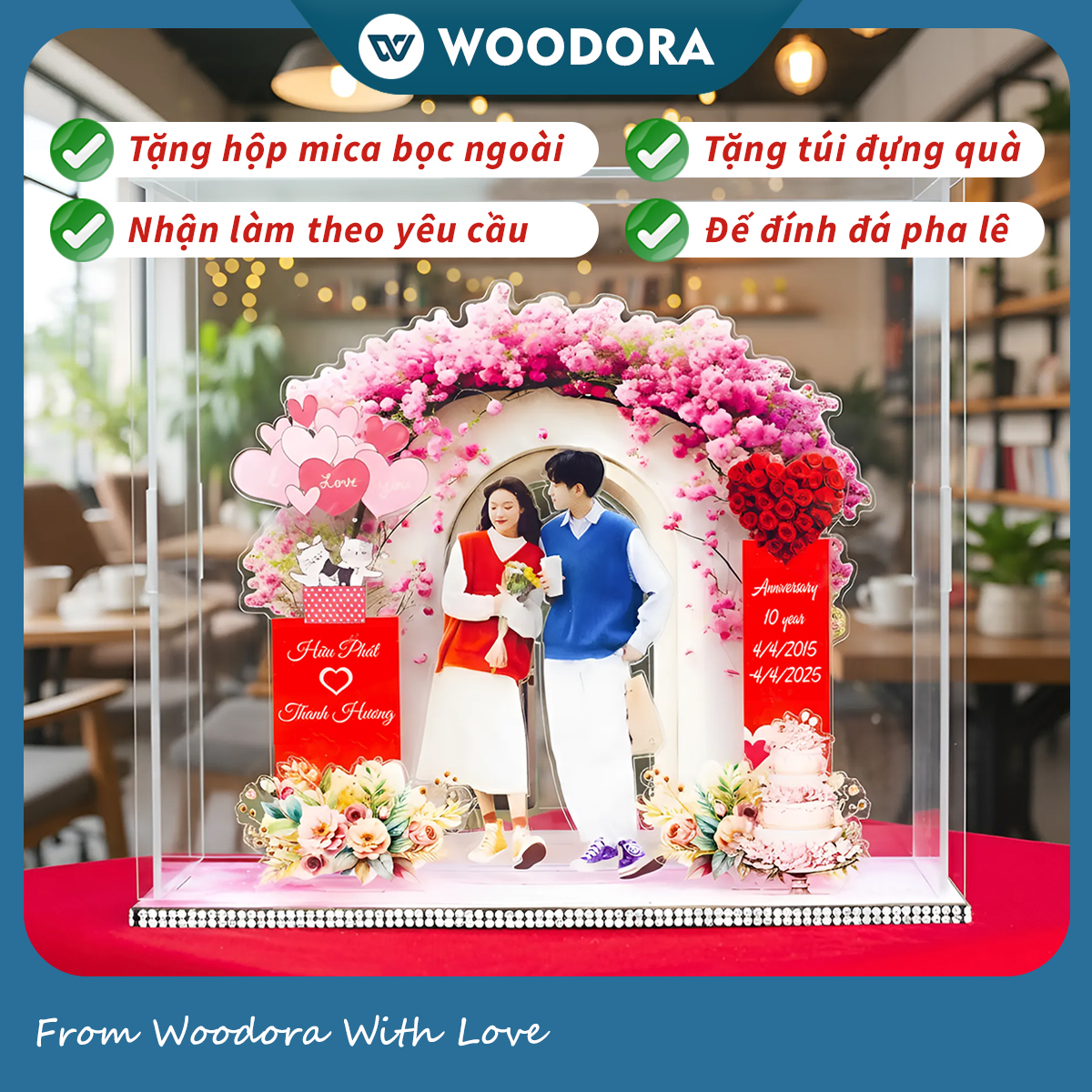 Standee Kỷ Niệm, Sinh Nhật, Quà Tặng Cặp Đôi (Tặng Hộp+ Túi) - Size tính theo chiều ngang