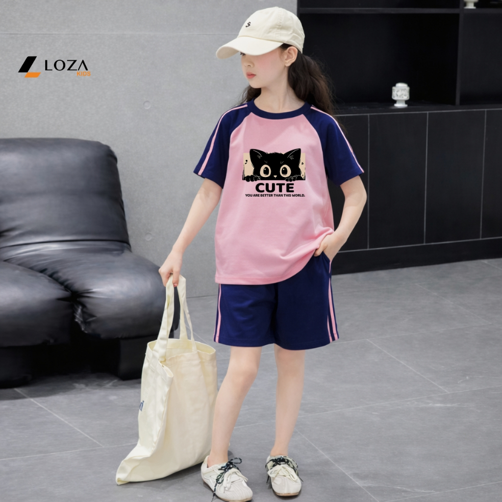 Set bộ phối viền bé gái hình Mèo cute - Loza BF653_thumbnail_5