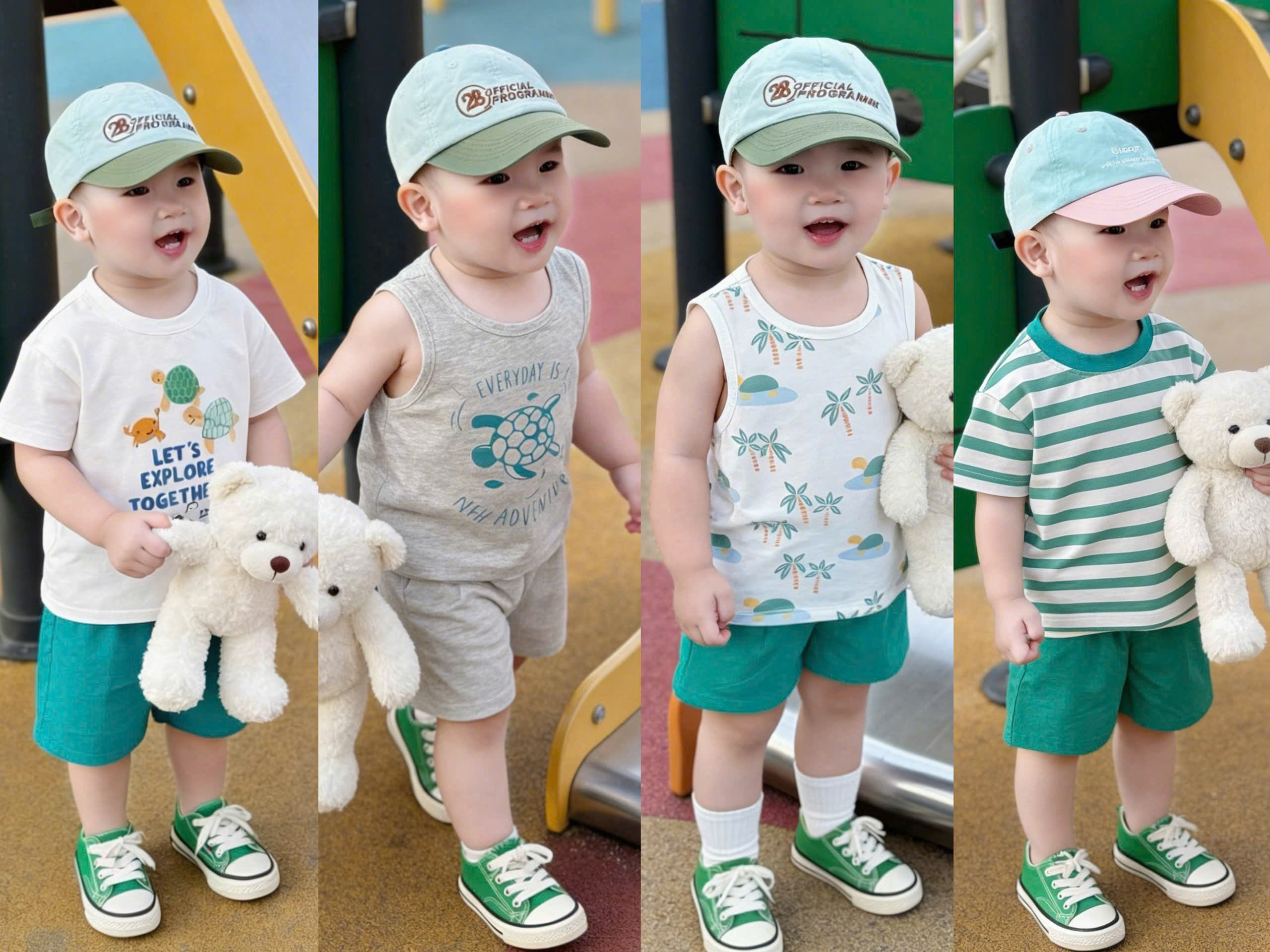 B59 SET 4 ÁO 2 QUẦN SỌC XANH- A100.364