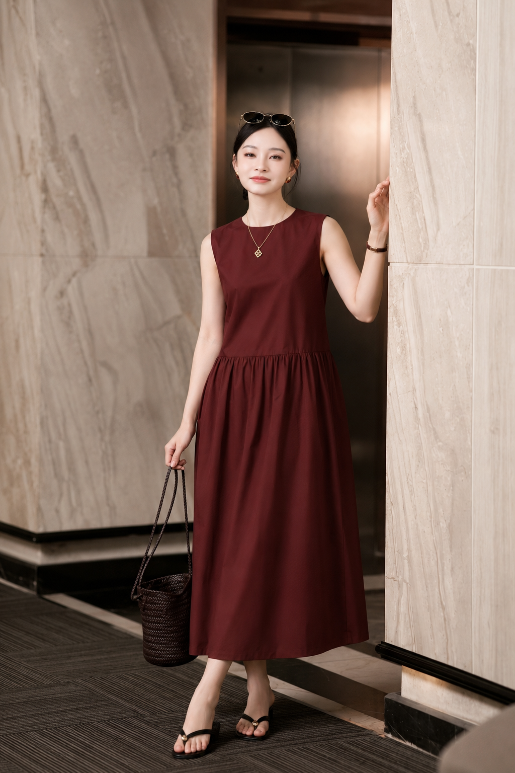 VD020 - Đầm Đỏ Ruby Poise - Thanh lịch, cuốn hút
