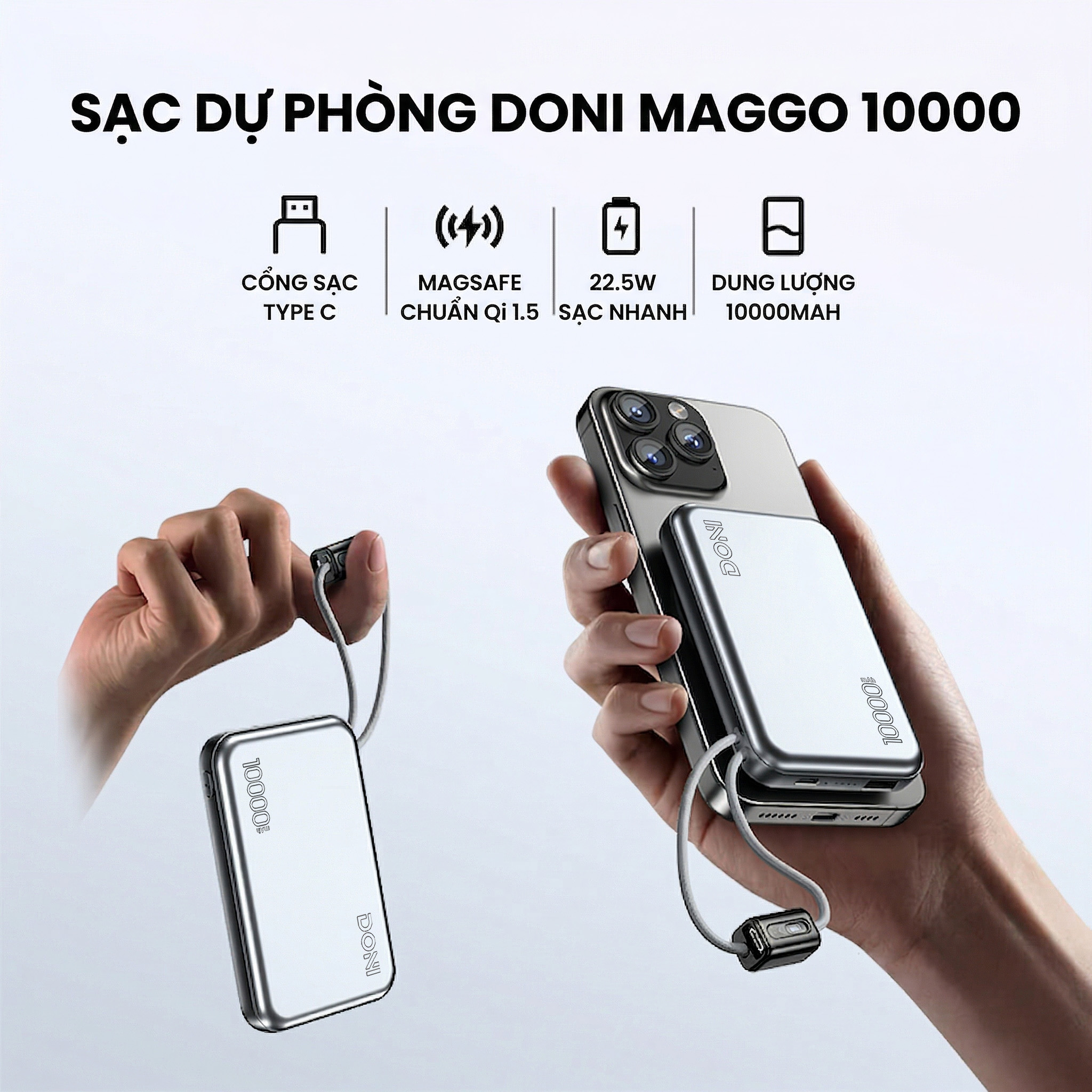 Sạc Dự Phòng Không Dây Từ Tính Doni Maggo 10000mAh_thumbnail_5
